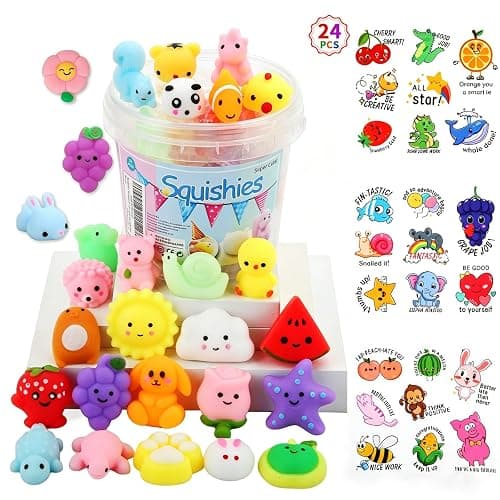 KINGYAO Squishies Squishy Toy 24pcs Party Favors for Kids Mochi Squishy Toy moji Kids Mini Kawaii squishies Mochi Stress Reliever Anxiety Toys Easter Basket Stuffers fillers with Storage Box thumbnail 8