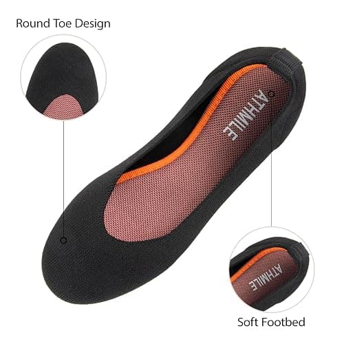ATHMILE Women's Flat Ballet Shoes Knit Flat Shoes for Women Round Toe Slip on Women Flats for Dressy Casual Office Work Wedding Comfort Soft thumbnail 3