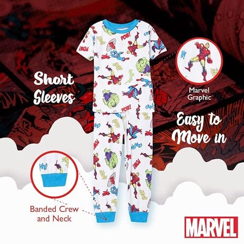 Marvel Boys' 6-piece Snug-fit Cotton Pajama Set, Soft & Cute for Kids, Comfortable Nightwear thumbnail 6