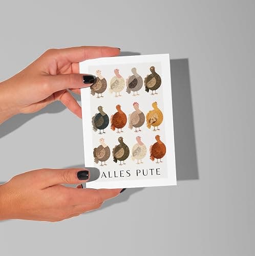 WBdesignz Lustige „Alles Pute“ Karte - Grußkarte mit bunten Puten in warmen Braun-, Beige- & Orangetönen - Witzige Karte für Frauen & Männer - Inkl. Umschlag (DIN A6) thumbnail 3