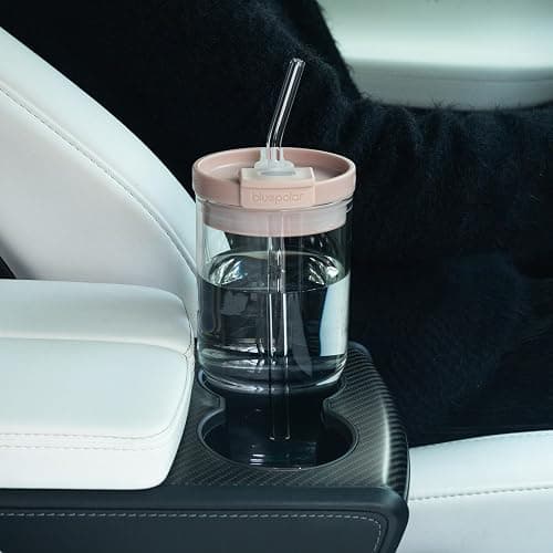 Glass Coffee Cups with Lids and Straws - 20 oz Juice Bottles Leak-Proof Travel Water Glass Tumbler for Smoothies, Iced Coffee, Matcha,Flower Tea and Cold Beverages - Durable and Eco-Friendly (pink) thumbnail 8