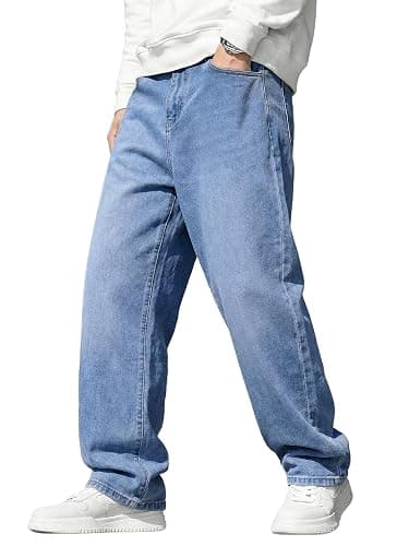 JMIERR Men's Baggy Jeans Wide Leg Skater Hip Hop Denim Pants Loose Fit Streetwear - Image 1