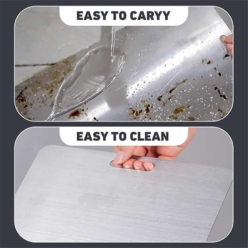 Titanium Cutting Board - 2025 New Upgrade 100% Pure Titanium Cutting Boards for Kitchen Double Sided Non Toxic Titanware Cutting Board,Hygiene Durable Dishwasher Safe Chopping Board (14"L x 10"W) thumbnail 8