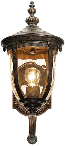 John Timberland Bellagio European Outdoor Carriage Light Fixture Vintage Bronze Curved Arm Hammered Glass Sconce for Exterior House Porch Patio Outside Deck Garage Yard Front Door Garden Home thumbnail 5