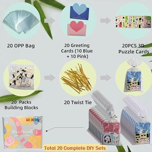 LNCHENQI 20 Pack of Animal Panda Party Mini Building Set, Goodie Bag Fillers, Suitable for Birthdays, Easter, Christmas, Valentine's Day, for Adults or Teenagers Aged 14+ thumbnail 2