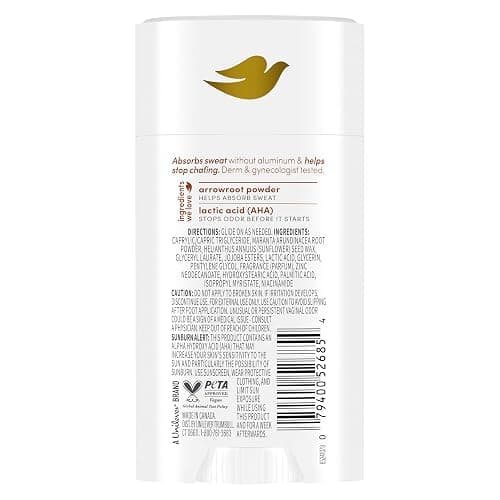 Dove Whole Body Deo Aluminum Free Anti-Chafe Deodorant Stick for Women Coconut Vanilla 2.4 oz thumbnail 2