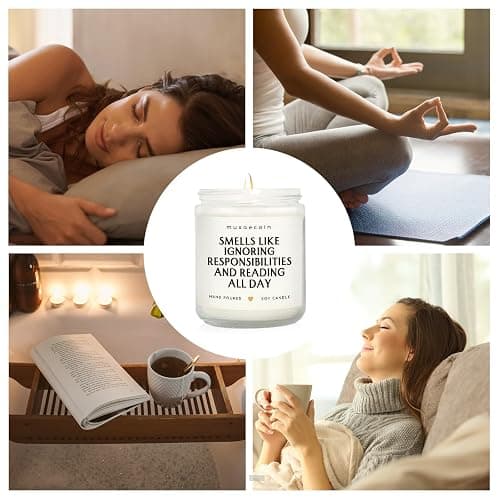 musaecoin Book Lovers Gifts, Funny Gifts for Book Lovers, Birthday Bookish Presents for Readers Librarian Bookworm - Handmade Lavender Candle 7oz thumbnail 6
