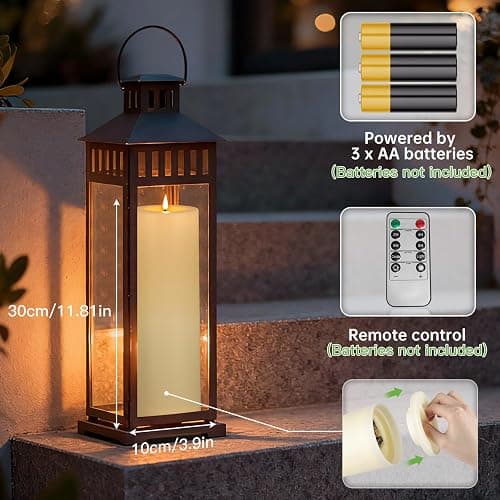 Kimjo 10CM x 30CM Flammenlose Große LED Kerzen Outdoor Wasserdicht - Elfenbeinweiß Plastik Led Kerzen mit Timerfunktion Fernbedienung Groß - Led Kerzen Flackernde Flamme 500+ Stunden Batterie thumbnail 3