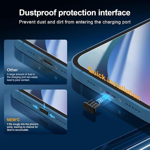NEW'C 3X for iPhone 14 Pro Max Screen Protector (6.7 inches)+ 3X Camera Lens Protector, Sensor Protection + Dust Plug - Case Friendly Tempered Glass Film, Ultra Resistant thumbnail 4