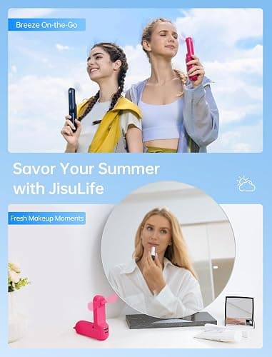 JISULIFE Handheld Mini Fan, 3 IN 1 USB Rechargeable Portable Fan [12-19 Working Hours] with Power Bank, Flashlight, Pocket Design for Travel/Summer/Concerts/Lash, Gifts for Women (Fuchsia) thumbnail 6