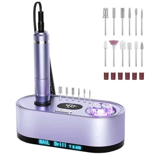 JOSGLOI Electric Nail Drill Professional: 40000RPM Electric Nail File Kit E File Nail Drill Machine with LCD Display for Acrylic Gel Nail, Manicure Pedicure Polishing Nail Grinder for Salon Home Use - Image 1