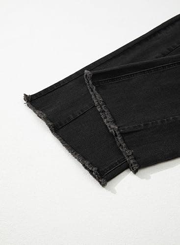 Sidefeel Women's Wide Leg Jeans High Waisted Strechy Raw Hem Zimbaplatinum Denim Pants thumbnail 7