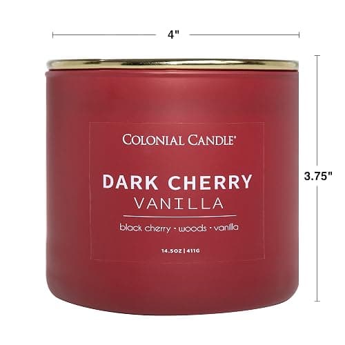 Colonial Candle Dark Cherry Vanilla Scented Jar Candle, Pop of Color Collection, 3 Wick, 14.5 oz - Up to 60 Hours Burn thumbnail 3