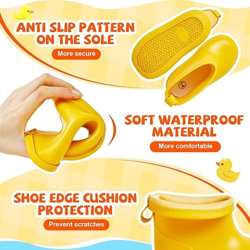 Twistover 2 Pcs Toddler Raincoat Rain Boots Set Kids Baby Cartoon Hoodie Zipper Jacket Short Rain Shoes for Little Boys Girls thumbnail 3