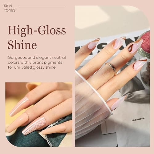 modelones Nude Gel Nail Polish Set 6Colors Pink Milky White Brown thumbnail 4