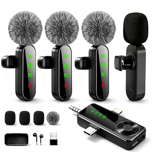 Bayanbulu 4 Packs Wireless Lavalier Microphone for iPhone Android Camera | Mini Clip-On Mic with Noise Reduction for 4-Person Video Recording, Interviews, Podcasts, YouTube, TikTok & Vlogging - Image 1
