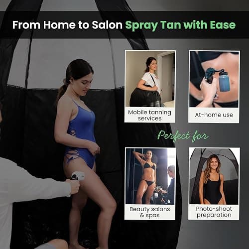 KobbTan Large Deluxe Spray Tan Tent – Pop Up Tent Portable Tanning Booth with Carry Case – Clear Window for Perfect Spray Tanning – Extraction Fan Opening – Easy Clean Spray Tan for Home & Salon thumbnail 5