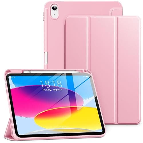 DTTO for iPad (A16) 11th Generation Case 11 Inch 2025, iPad 10th Generation Case 10.9 Inch 2022, Slim Tri-fold Stand Soft TPU Back Protective Cover with Pencil Holder - Auto Sleep/Wake, Pink - Image 1