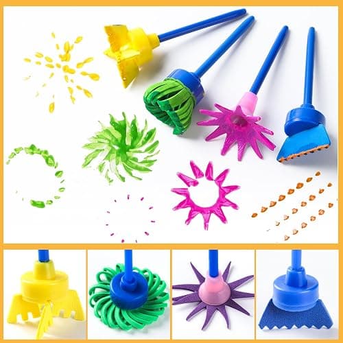 YGDZ Kids Paint Brushes, 12 Pack Washable Painting Brushes for Toddlers Kids Early Learning Toys Foam Roller Sponge Arts Crafts Gift thumbnail 5