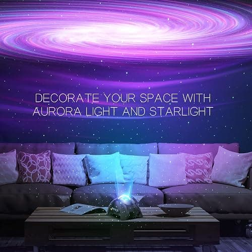 Northern Galaxy Light Aurora Projector with 33 Light Effects, Night Lights LED Star Projector for Bedroom Nebula Lamp, Remote Control, White Noises, Bluetooth Speaker for Parties, Jet Black thumbnail 7
