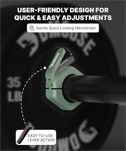 DMoose Fitness Barbell Clips 2 Inch (Pair) - Quick Release Olympic Barbell Clamps & Collars with Anti Slip TPR Grip for Secure Weightlifting and Powerlifting - Weight Clips for Bars at Home or Gym thumbnail 6