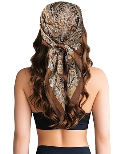 Sumolux Head Hair Scarf for Women Like Satin Silk Scarf Bandana | Hair Wrapping Night, Large Square Scarves 27.5", Fashion Neck Scarves thumbnail 4