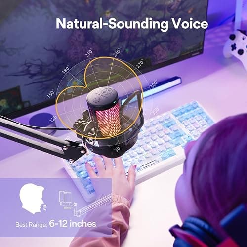 MAONO Gaming USB Microphone, Noise Cancellation Condenser Mic with Mute, Gain, Monitoring, Boom Arm Mic for Streaming, Podcast, Twitch, YouTube, Discord, PC, Computer, PS4, PS5, Mac, GamerWave DGM20S thumbnail 5