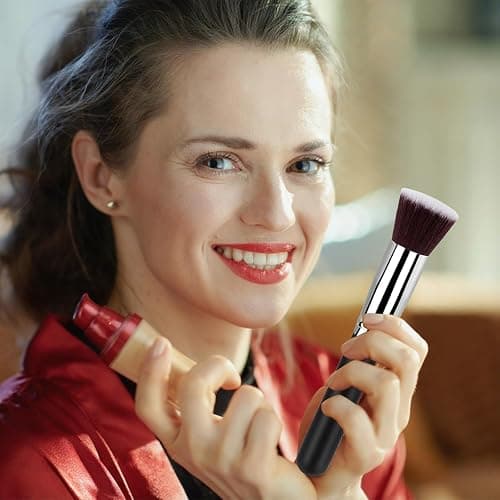 2 Stück Make Up Pinsel, Foundation Pinsel, Professioneller Makeup Pinsel für Foundation & Concealer, Dichten Synthetischen Borsten, Pinsel Makeup für Flüssige, Cremige oder Pudrige Make-Up thumbnail 6