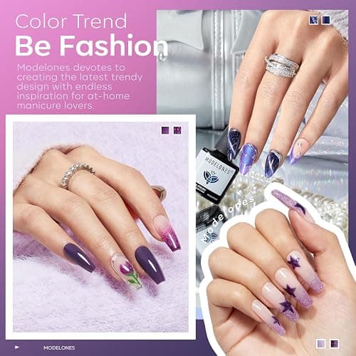 modelones Gel Nail Polish Set, 6 Colors 2026 Purple-Red/Black/Blue Sparkle Chameleon Glitter Gel Polish Purple-Black Color Changing 9D Cat Eye Nail Polish With Magnet LED Nail Art DIY Gift thumbnail 3