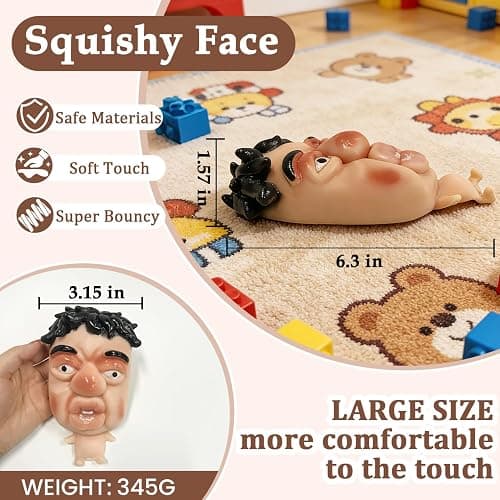 Taba Squishy Squeeze Toy, Handmade Ultra Soft Mochi Squishy Toys, Stress Relief Toys for Kids & Adults, Cute Face Sensory Fidget Toys for Anxiety Relief Party Favors Goodie Bag Fillers Birthday Gifts thumbnail 4