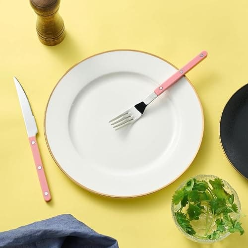 Khen Cutlery Set of 20 Pieces, 18/8 Stainless Steel Flatware, Modern Silverware for Home, Kitchen, Dining & Table Setting for 4, Dishwasher Safe, Lightweight & Ergonomic Design Gift - Pink thumbnail 2