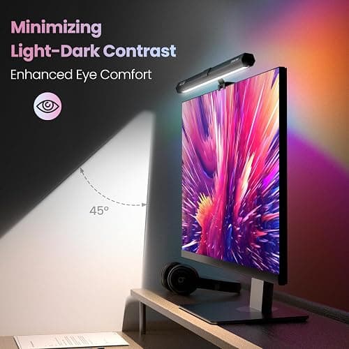 Quntis Monitor Light RGB Backlight, Eye-Care Computer Lights Bar Gaming Office Desk Lamp, 15 Modes Backlight, 3 Color Temperature & Brightness Dimmable Front Light, Ra95 Screen No Glare Monitor Lamp thumbnail 3