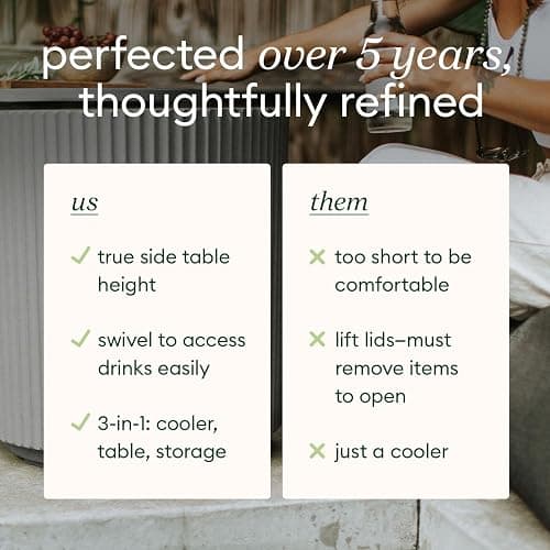 Veradek 21in Outdoor Cooler Side Table, Modern, Stone-Plastic Composite, Gray, Weather Resistant, Made in Canada thumbnail 8