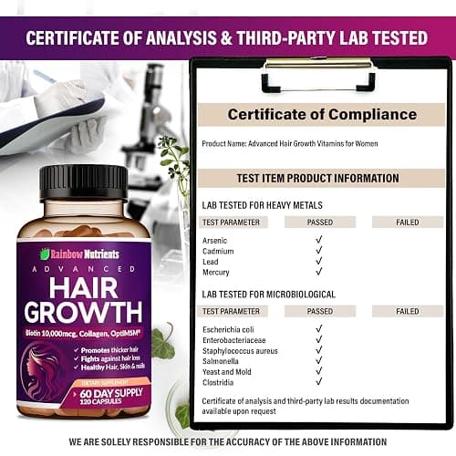 Hair Growth Vitamins for Women | Biotin 10,000mcg, Collagen, Patented OptiMSM®, goMCT®, Saw Palmetto | Naturally Regrow Stronger & Healthier Hair, Skin and Nails | Stops Hair Loss | 60 Day Supply thumbnail 7