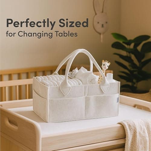 PUTSKA Baby Diaper Caddy Organizer - Nursery Storage Basket for Diaper Station, Baby Basket Shower Gift List and Registry Must-Have, Newborn Essentials, Nursery Decor for Boy or Girl-White,Extra Large thumbnail 4