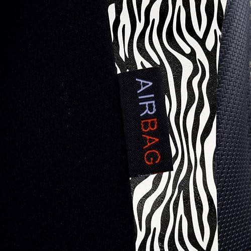 Flying Banner car seat Covers Protects Zebra Printing Velvet Faux Leather Carbon Fiber Front and Rear Bench Full Set (Zebra Black, Full Set - 8PCS) thumbnail 4