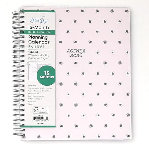 Blue Sky 15 Month 2026 Weekly and Monthly Planner Calendar, October 2025 - December 2026, 7" x 9", Flexible Cover, Durable Twin Wire Binding, Laminated Tabs, Includes Ruler & Sticky Notes, Parisa - Image 1
