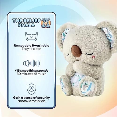 Relief Koala Breathing Stuffed Toy, Anxiety Relief Plush Breathing Animal, Sleeping Koala Plush Breathing with Musical Lights & Rhythmic Breathing Motion thumbnail 5