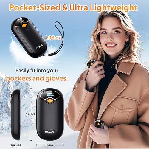 Hand Warmers Rechargeable - Magnetic Electric Hand Warmers 2 Pack, LED Display, 4 Settings Fast Heating Reusable Portable Heater Handwarmers for Golf Hunting Camping Essentials, Gifts for Men Women thumbnail 5