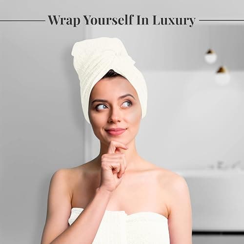Tens Towels Pack of 4 Extra Large Bath Towels 30 x 60 Inches, 100% Cotton, Larger & Lighter Weight, Quicker to Dry, Super Soft and Absorbent, Perfect for Bathroom, Cream thumbnail 4