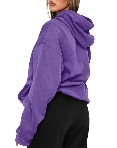 TICTICMIMI Women's Hoodies Sweatshirts Cute Long Sleeve Tops Loose Fleece Pullover Shirts with Pocket - X-Large - Purple thumbnail 5