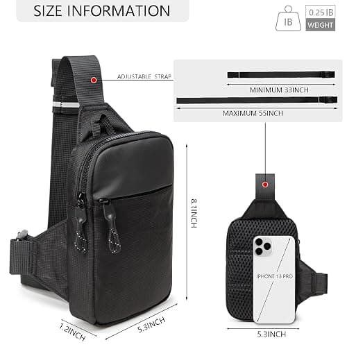 Mini Sling Bag for Men Women, Waterproof Utility Crossbody Backpack Chest Bag for Hiking Travel Sports Running thumbnail 4