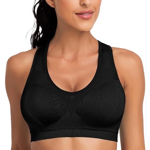 Racerback Sports Bras for Women with Pads - High Impact Athletic Tank Tops for Yoga and Workout Brassieres Bra thumbnail 2