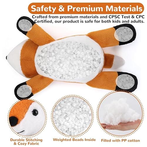 gnomantic Fox Weighted Stuffed Animals - 12 Inch 1.0 Pounds Weighted Plushies Fox - Small Plush Stuffed Animals Pillow - Cute Plush Toys Gifts for Kids & Adults thumbnail 3