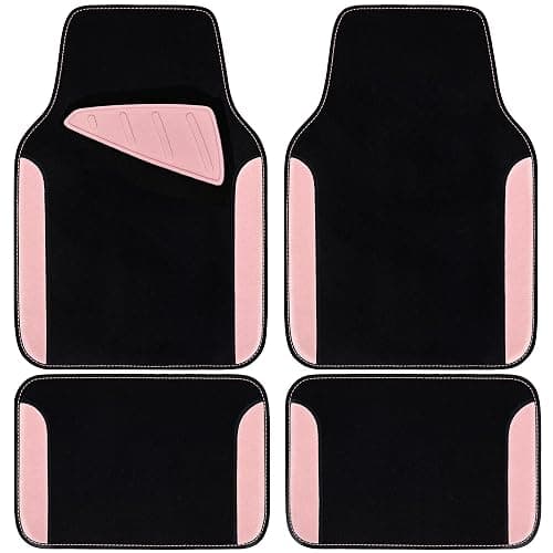 CAR PASS Waterproof Universal Fit Car Floor Mats, Car Mats Fit for SUV,Vans,sedans, Trucks,Set of 4pcs Car Carpet with Driver Heel Pad (Light Pink) - Image 1