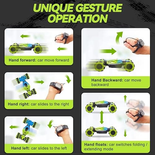 Dysaim Gesture RC Car Hand Controlled Stunt Car for 6-12 yr Boys Girls, 2.4GHz Remote Control Gesture Sensor Toy Drift Twist with Light Music for Kids Birthday Xmas Gift thumbnail 5