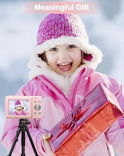 Digital Camera, FHD 1080P Point and Shoot Kids Camera, with 32GB Card, 2 Batteries, 16X Zoom Anti Shake Date Stamp, Compact Portable Small, for Starter Kid Children Teen Student Girl Boy(Pink) - Pink thumbnail 8