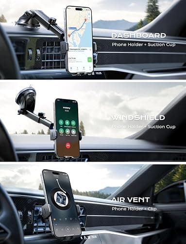 CHGeek Wireless Car Charger, 15W Fast Charging Auto Clamping Car Charger Phone Mount Phone Holder fit for iPhone 16 15 14 13 12 Pro Max 11 XR XS, Samsung Galaxy S24 Ultra S23 S22 S21, S20, S10+, Black thumbnail 2