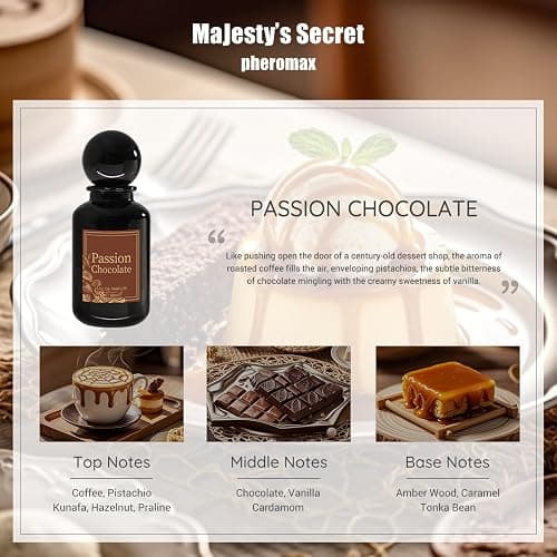 MAJESTY'S SECRET PHEROMAX Passion Chocolate Eau de Parfum for Women, 50 ml (1.7 fl oz) Long-Lasting Gourmand Perfume, Sweet Chocolate Vanilla Coffee Scent with Caramel & Amber Notes thumbnail 3