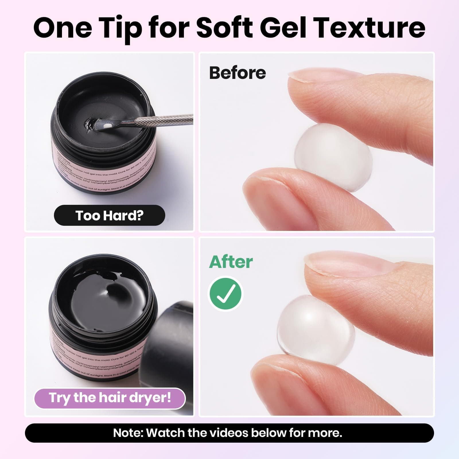 Beetles Solid Builder Gel for Nails, 20g *4 Colors Clear Pink White 3D Sculpting Gel Non-Sticky Hand Carving Nail Glue for 3D Nail Art with 3D Mold Chrome Nail Powder Tools Salon DIY at Home thumbnail 3